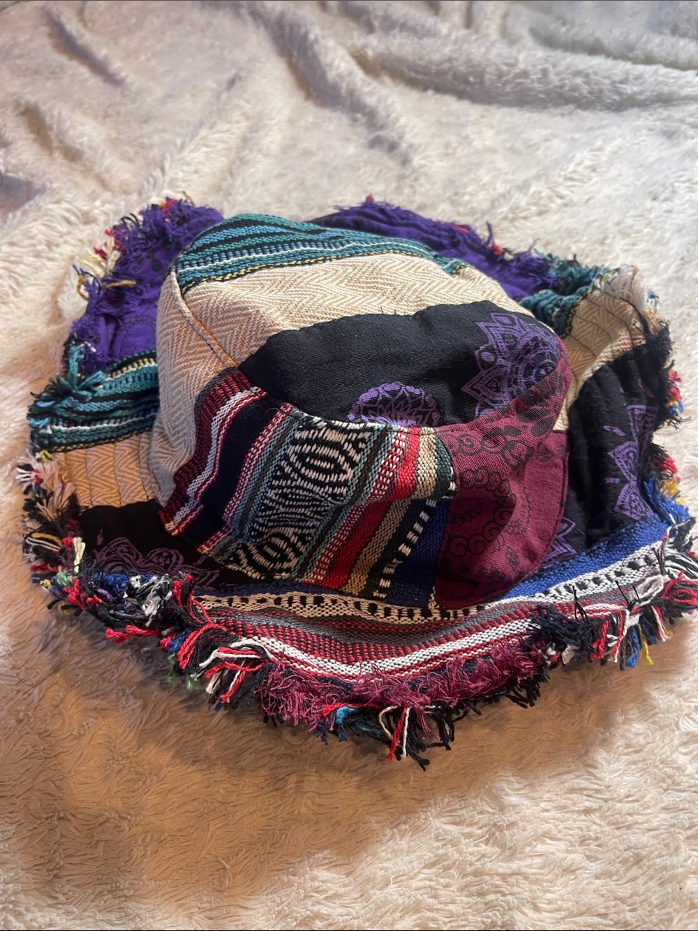 Bohemian Multicolor Patchwork Bucket Hat - Women Accessories